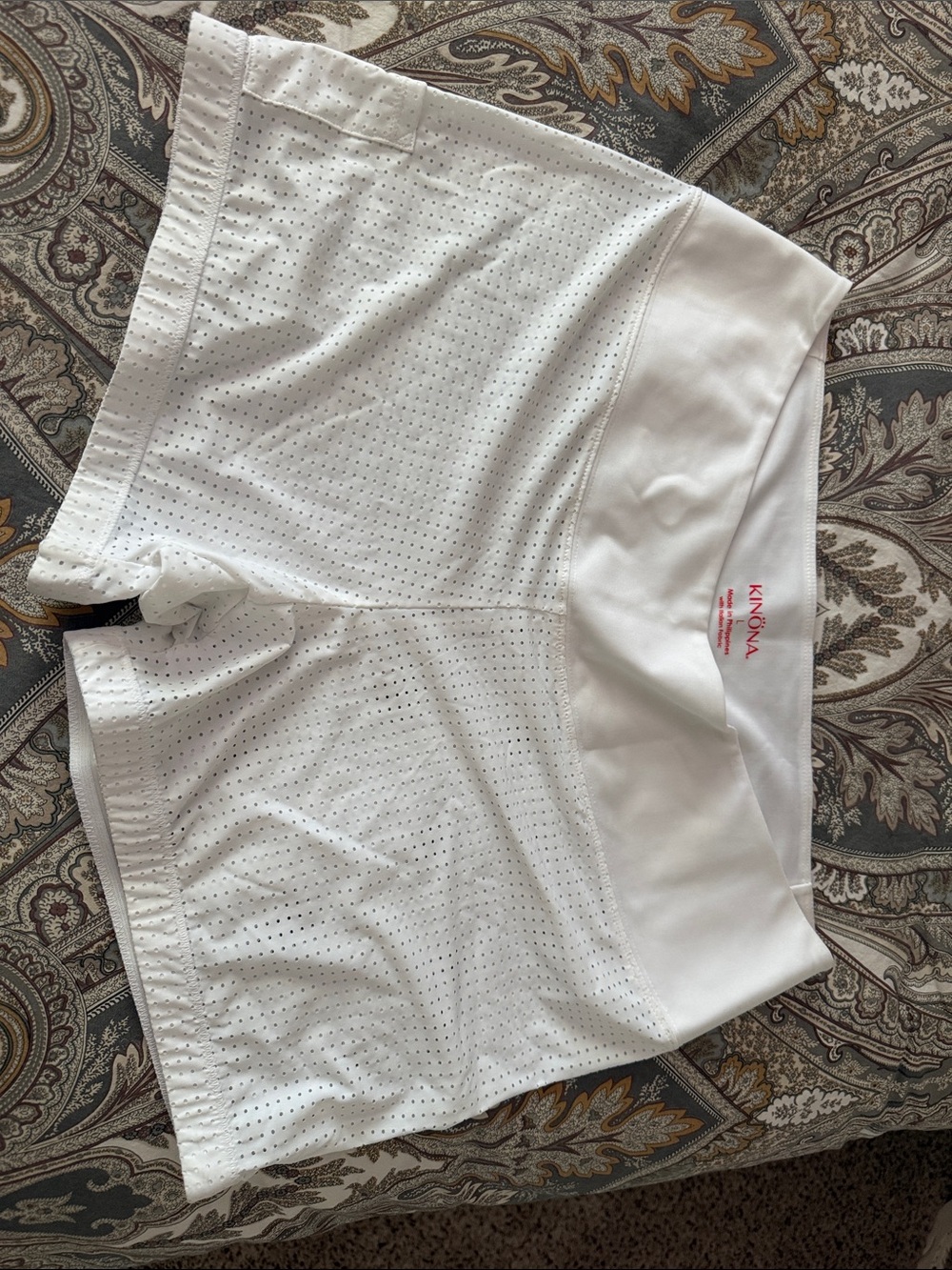 Kinona White Perforated Shorts for Women Large